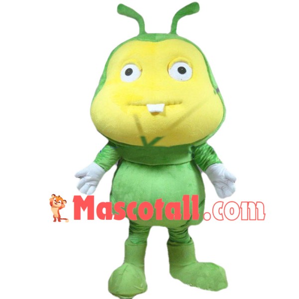 Fat Cartoon Green Ant With Big Teeth Mascot Costume 
