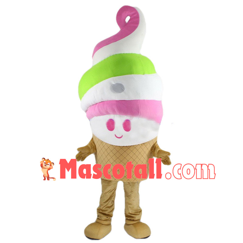 Lightweight Cartoon Rainbow Ice Cream Cone Mascot Costume	