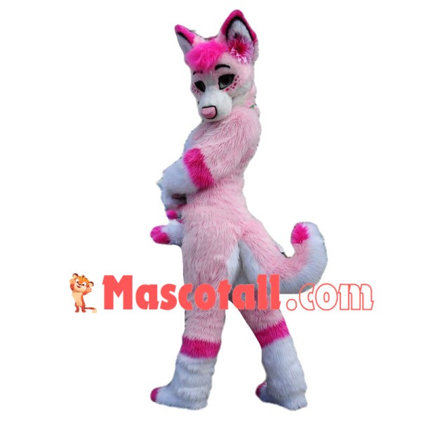 Charming Pink Husky Mascot Costume 