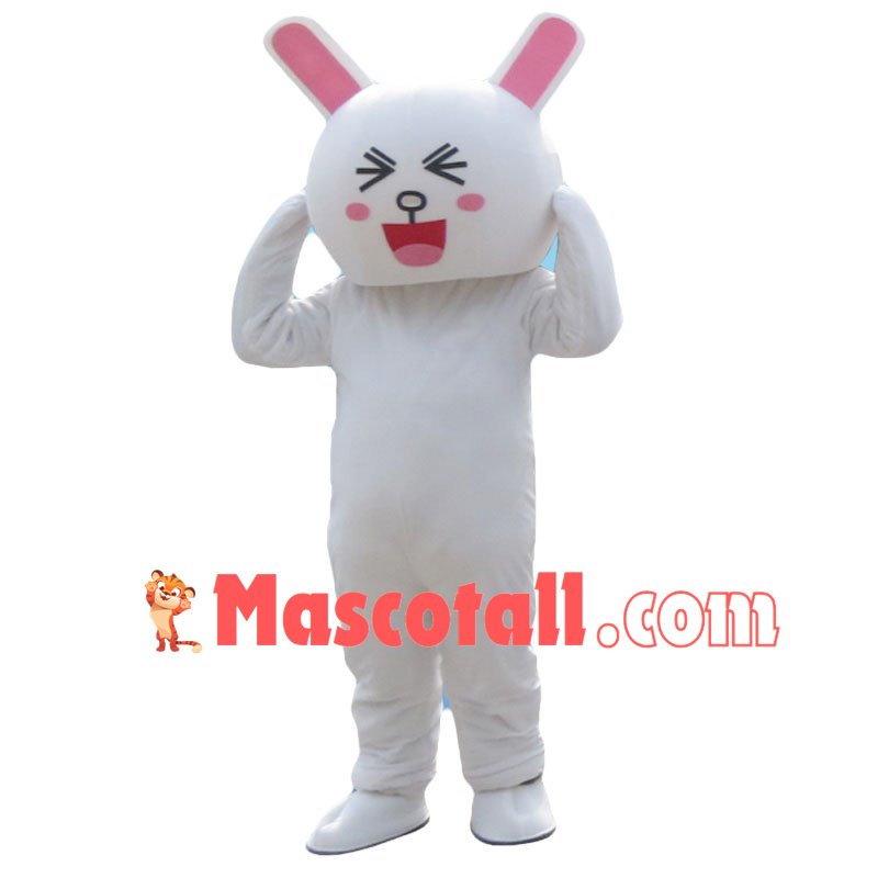 Grumpy Cartoon White Rabbit Cony Mascot Costume	