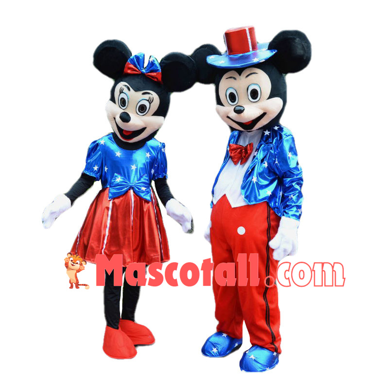 American Mickey Mouse & Minnie Mouse Mascot Costume	