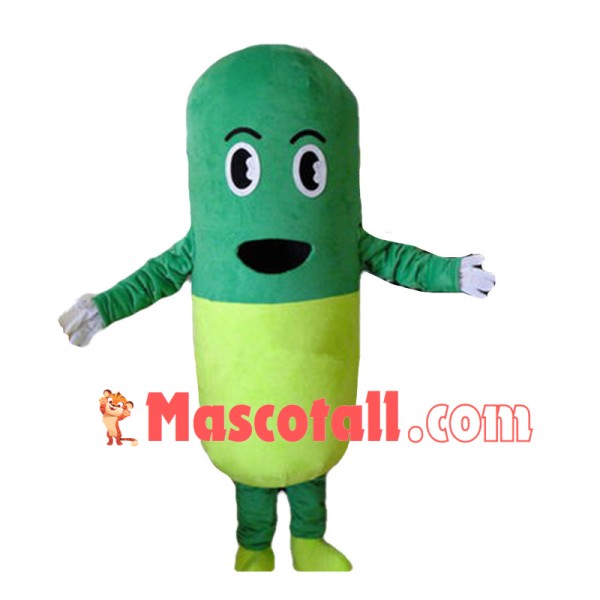 Deluxe Green Pill Capsule Mascot Cartoon Costume 