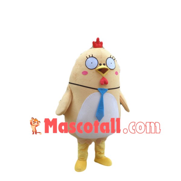 Surprised Chicken With Tie Mascot Costume 