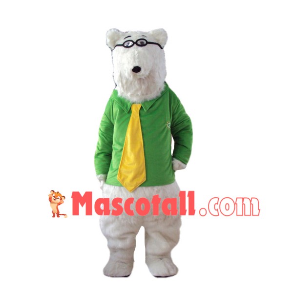 Honest Employee Polar Bear Long Plush Mascot Costume 