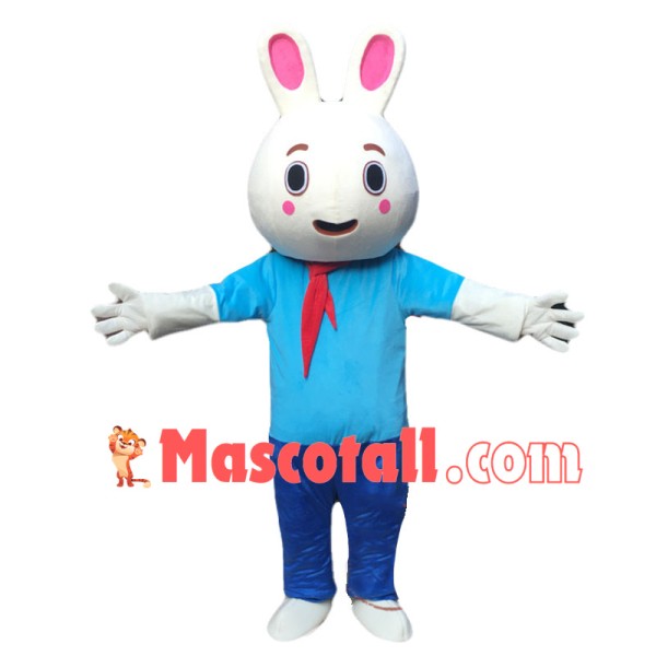 Schoolboy White Rabbit Mascot Costume 