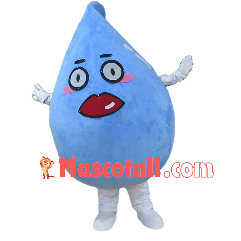 Deluxe Blue Water Drop Mascot Cartoon Costume 