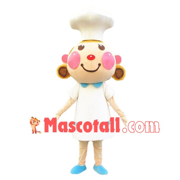 Cute Chef Girl Mascot Cartoon Style Costume 