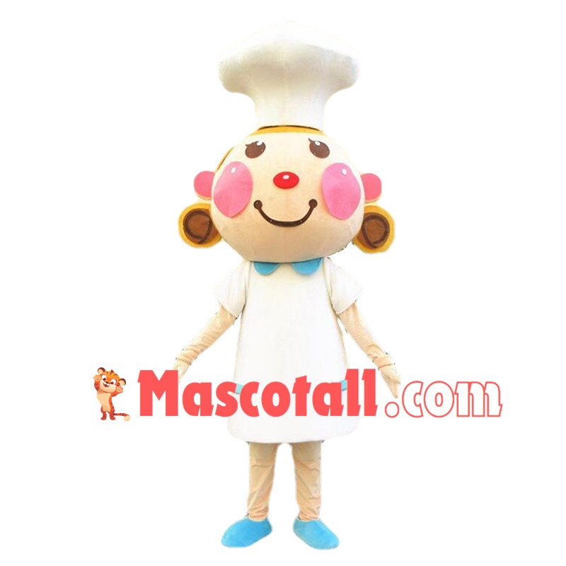 Cute Chef Girl Mascot Cartoon Style Costume 