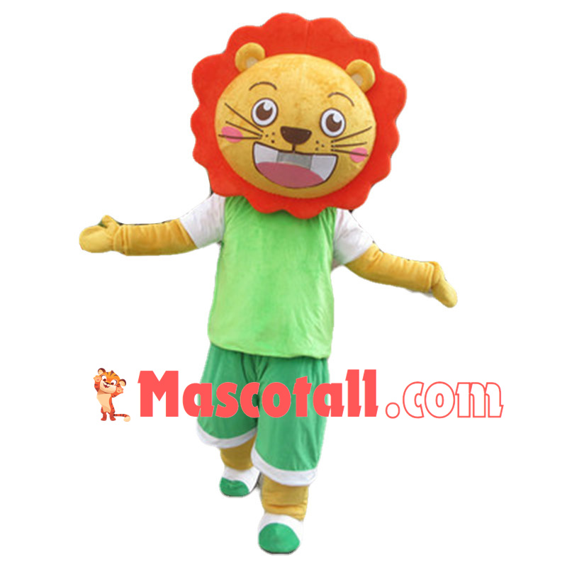Happy Sporty Lion Mascot Cartoon Style Costume 