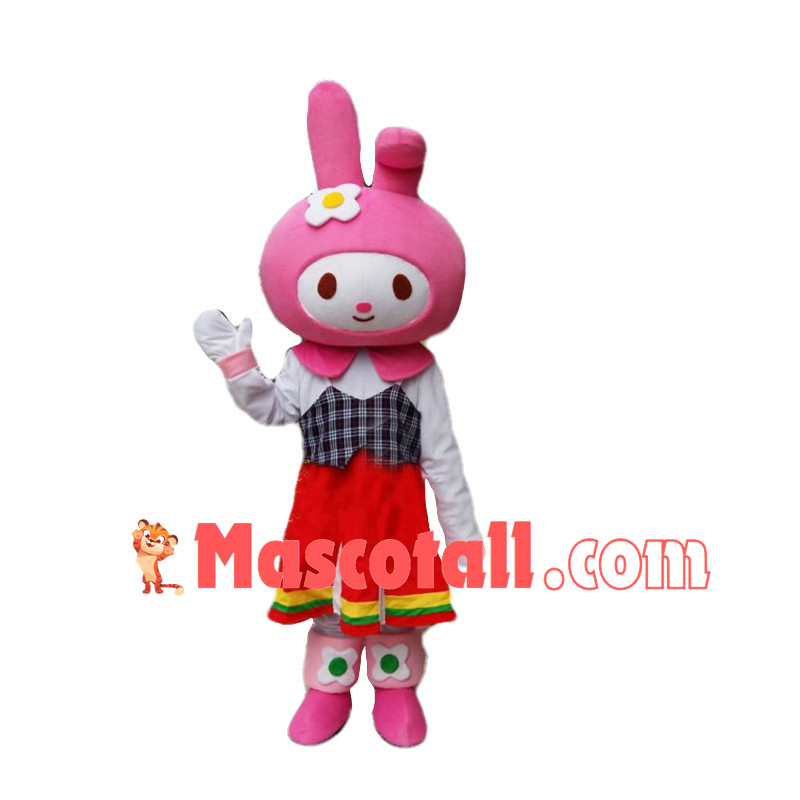 Optimistic My Melody the White Bunny Mascot Costume Cartoon Character	