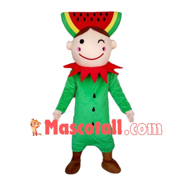 Cute Christmas Elf With Watermelon Headdress Mascot Costume	