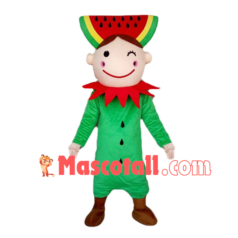 Cute Christmas Elf With Watermelon Headdress Mascot Costume	
