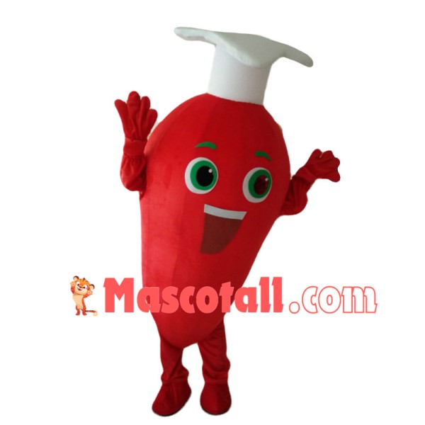 Chef Red Chili Pepper Cartoon Mascot Costume 
