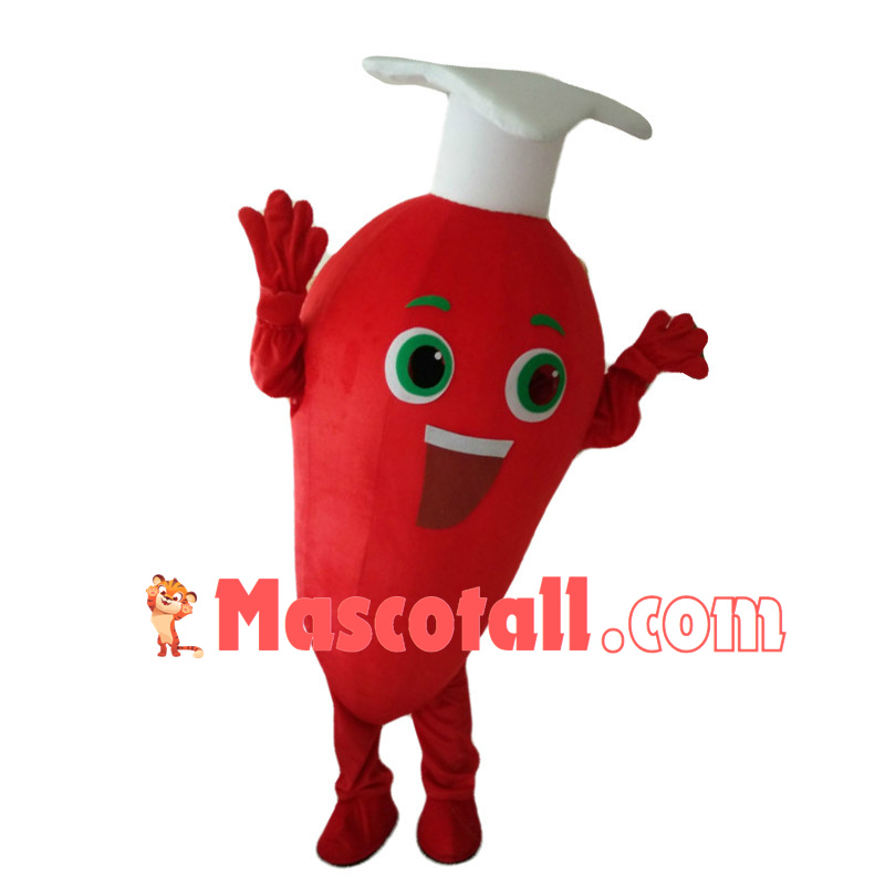 Chef Red Chili Pepper Cartoon Mascot Costume 