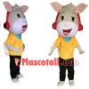 Beige Donkey Schoolboy With Headphones Mascot Costume	