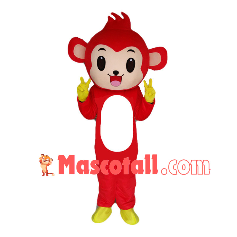 Adult Cartoon Red Monkey Mascot Costume 
