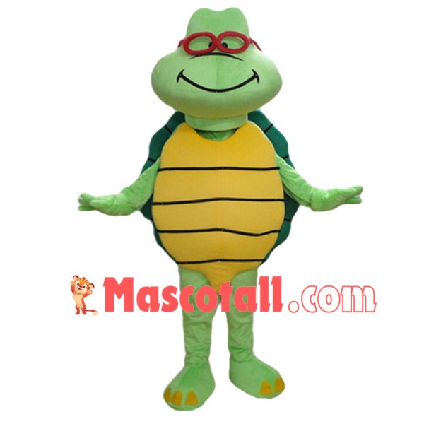 Green Turtle With Red Frame Mascot Costume