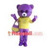 Hardworking Purple Teddy Bear With Honey jar Mascot Costume