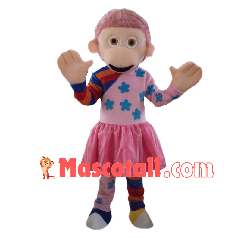 Monkey Girl With Pink Hair Mascot Costume