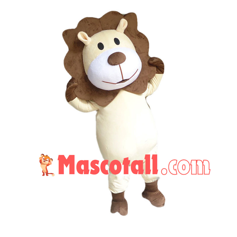 Adult Cartoon Light Yellow Lion Mascot Costume
