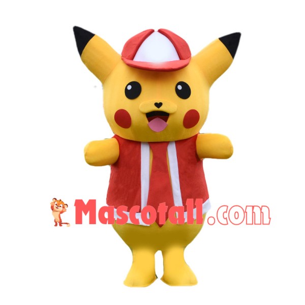 Lovely Pikachu In Red Suit Mascot Costume Pokemon Pok Mascot Costume 	