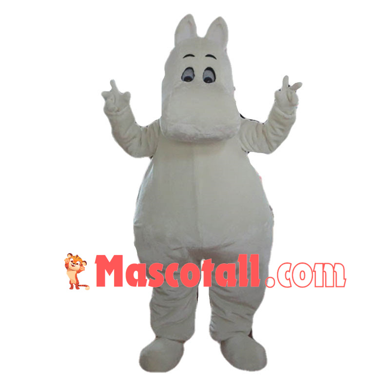 Adventurous Moomintroll the White Hippopotamus Mascot Costume 