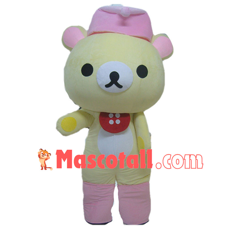 Mischievous Korilakkuma In Pink Hat Mascot Costume	