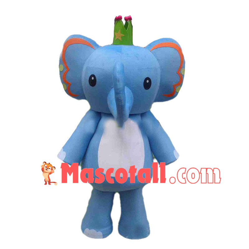 King Blue Elephant Lightweight Mascot Costume	