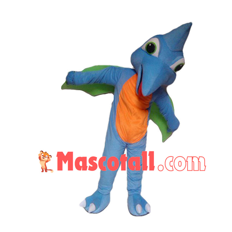 Eccentric Shiny the Blue Pteranodon Mascot Costume Cartoon Character