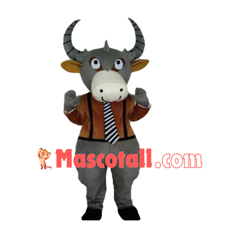 Boss Grey Bull Mascot Costume	