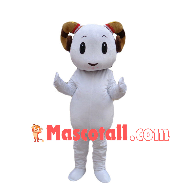 Cartoon White Ram Animal Mascot Costume