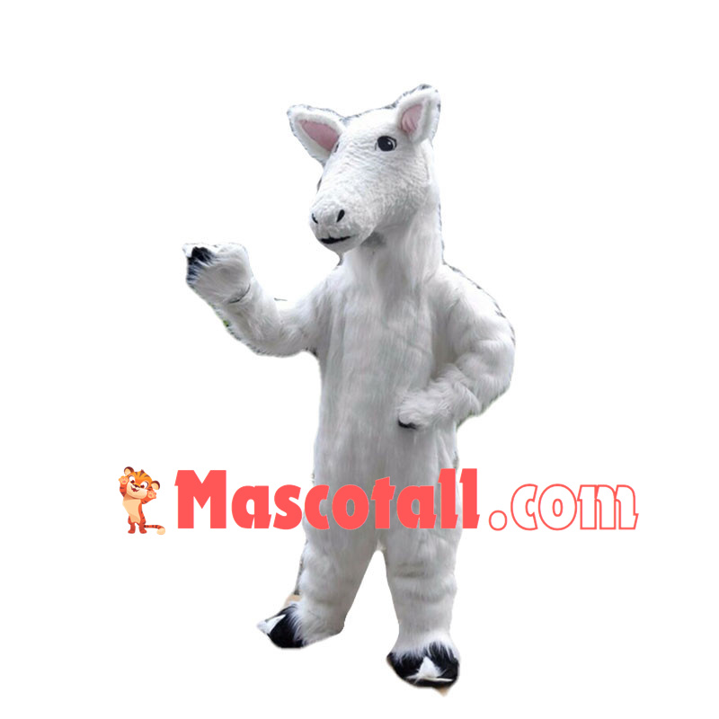 White Goat Long Fur Mascot Costume 