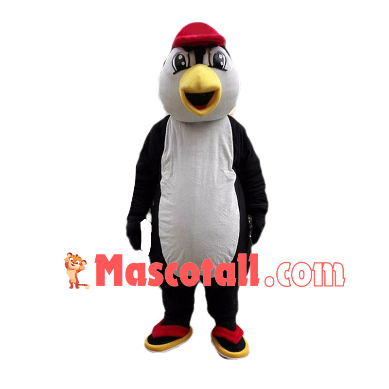 Penguin Wearing Flip-flops And Red Hat Mascot Costume	