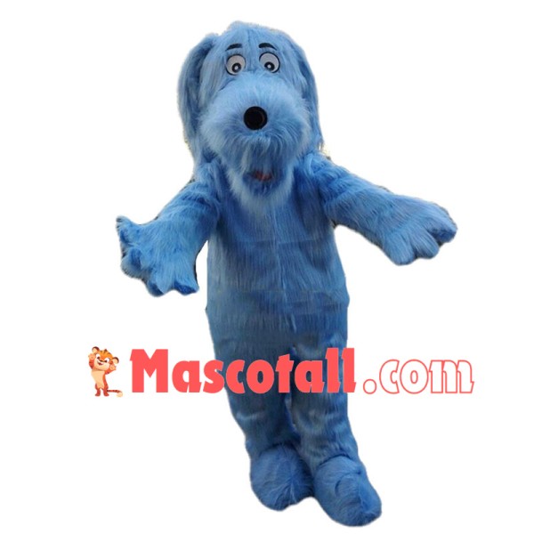 Blue Dog Long Fur Mascot Costume	