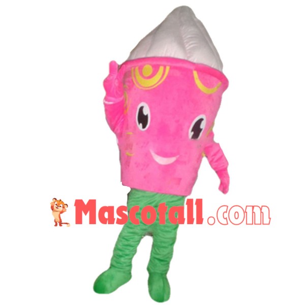 Huge Cartoon Creamy Ice Cream In Pink Ice Cream Cup Lightweight Mascot Costume	