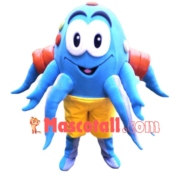 Lightweight Cartoon Blue Octopus With Yellow Square pants Mascot Costume	