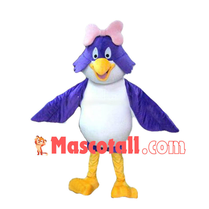 Purple Parrot With Pink Bow Headdress Mascot Costume 