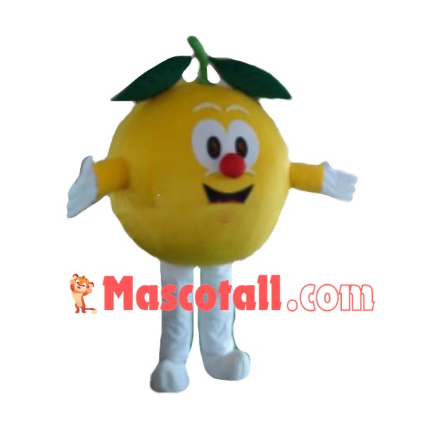 Cartoon Yellow Orange With Red Nose Mascot Costume 