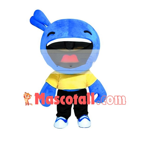 Blue Doll With Crab Claws And 2 Horns On the Head Mascot Cartoon Costume