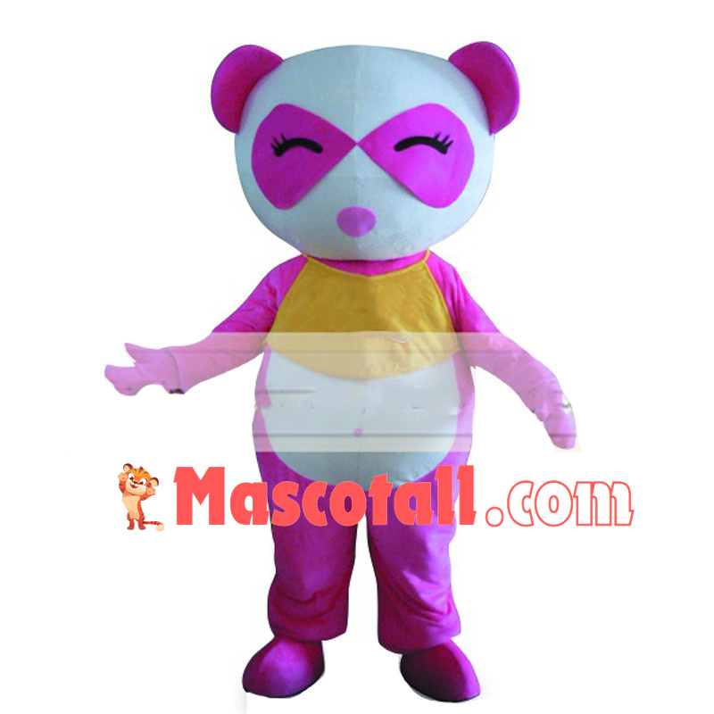 Adult Cartoon Pink Panda Mascot Costume
