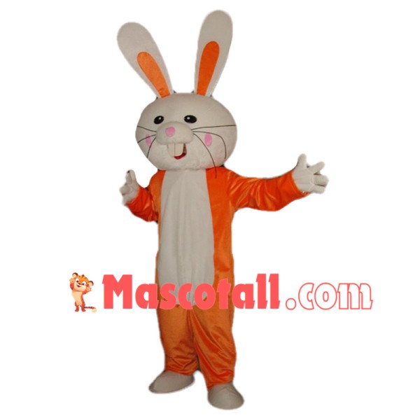 Orange Bunny With Big Teeth Mascot Costume