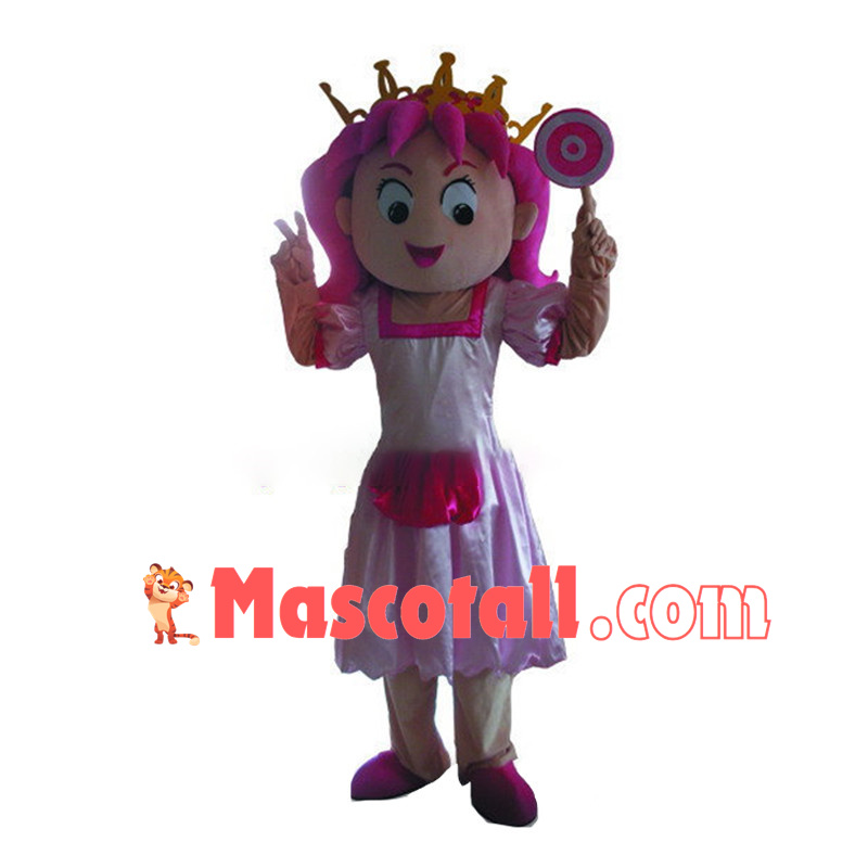 Princess With Pink Hair Mascot Costume