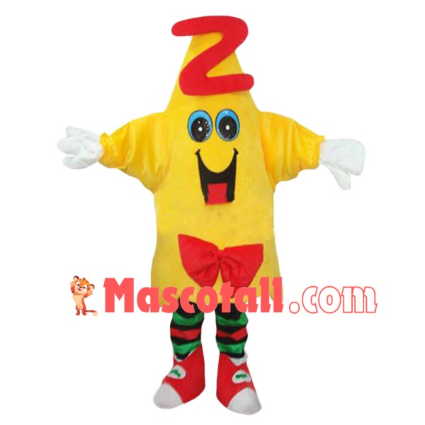 Cartoon Yellow Star With Red Bow Tie Mascot Costume
