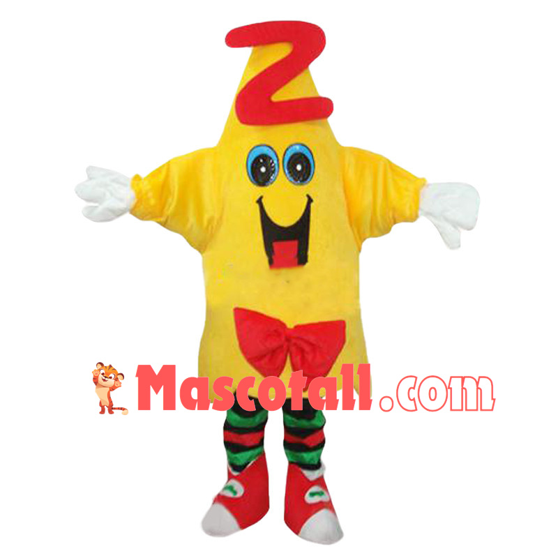 Cartoon Yellow Star With Red Bow Tie Mascot Costume