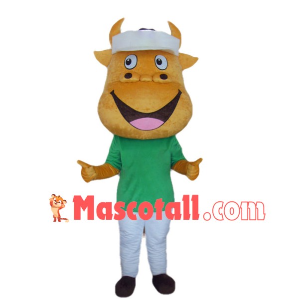 Yellow Bull Man Mascot Cartoon Costume