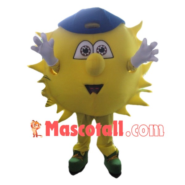 Cartoon Sun With Blue Hat Mascot Costume