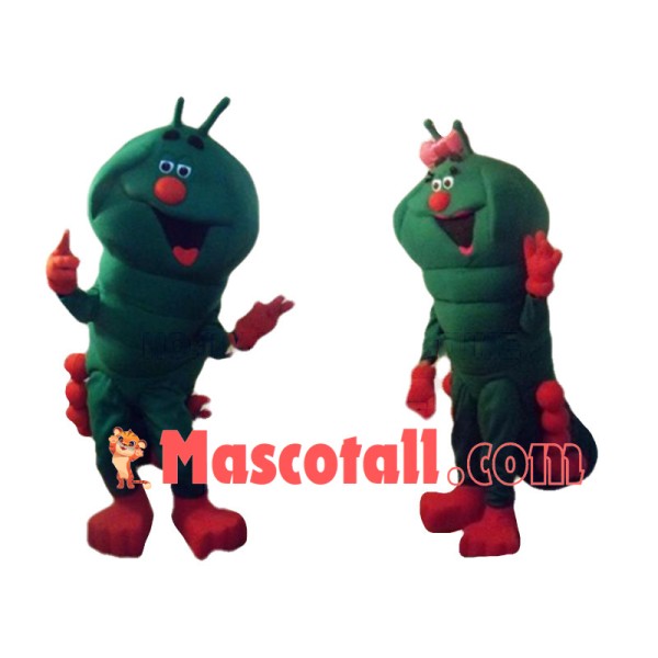 Lovely Caterpillar Couple Mascot Cartoon Costume 