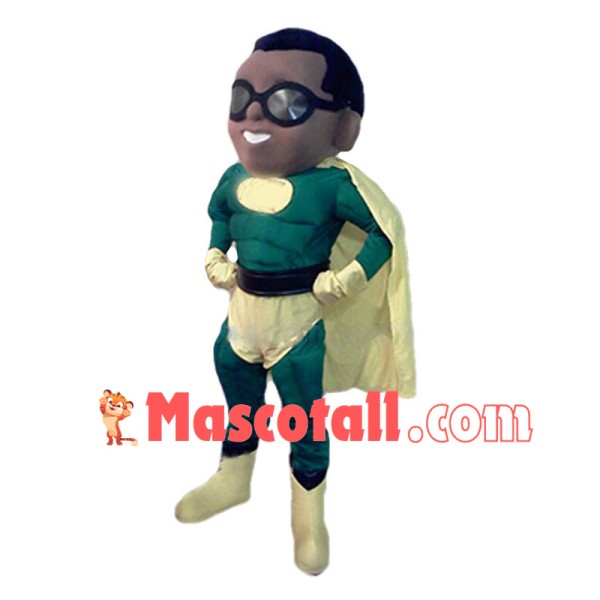 Cool Super Hero Black Boy Mascot Costume
