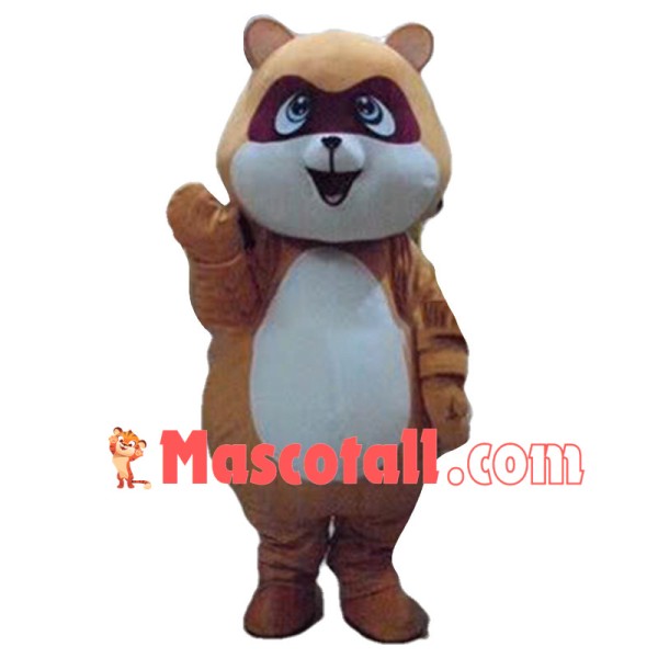 Lovely Fat Cartoon Brown Raccoon Mascot Costume 