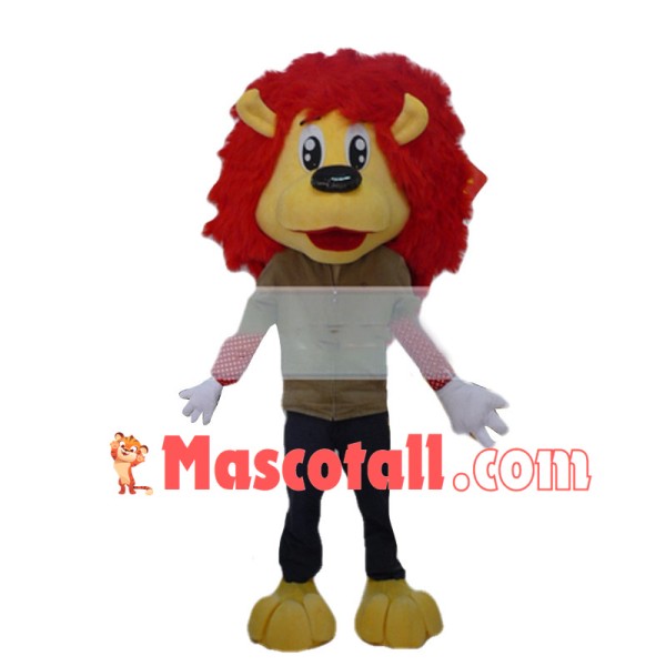 Red Haired Lion Man Cartoon Mascot Costume